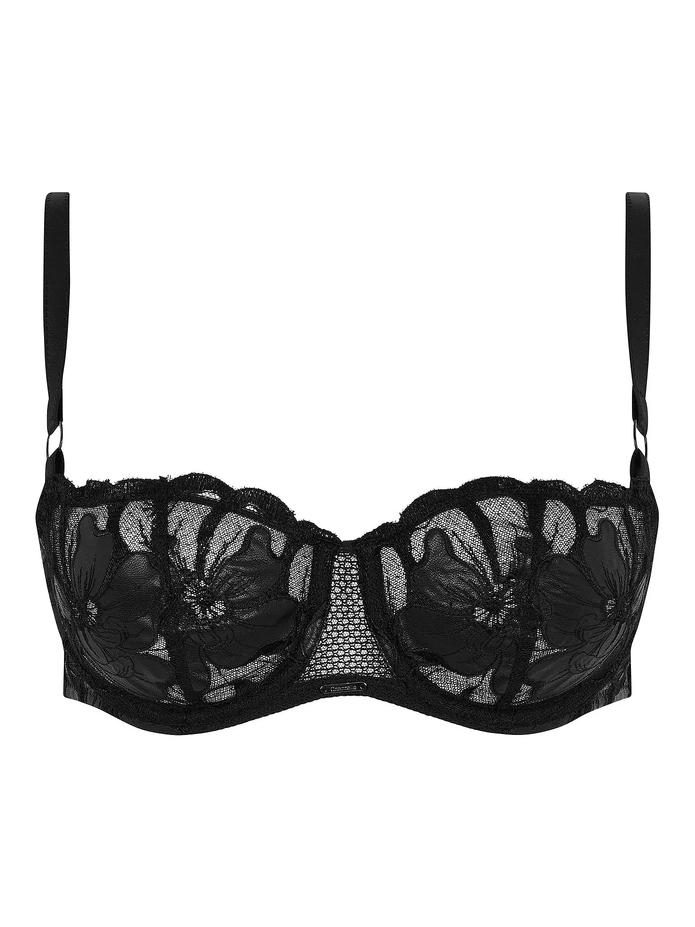 CHANTELLE | Balconette BH FLEURS SIGNATURE leather black | 